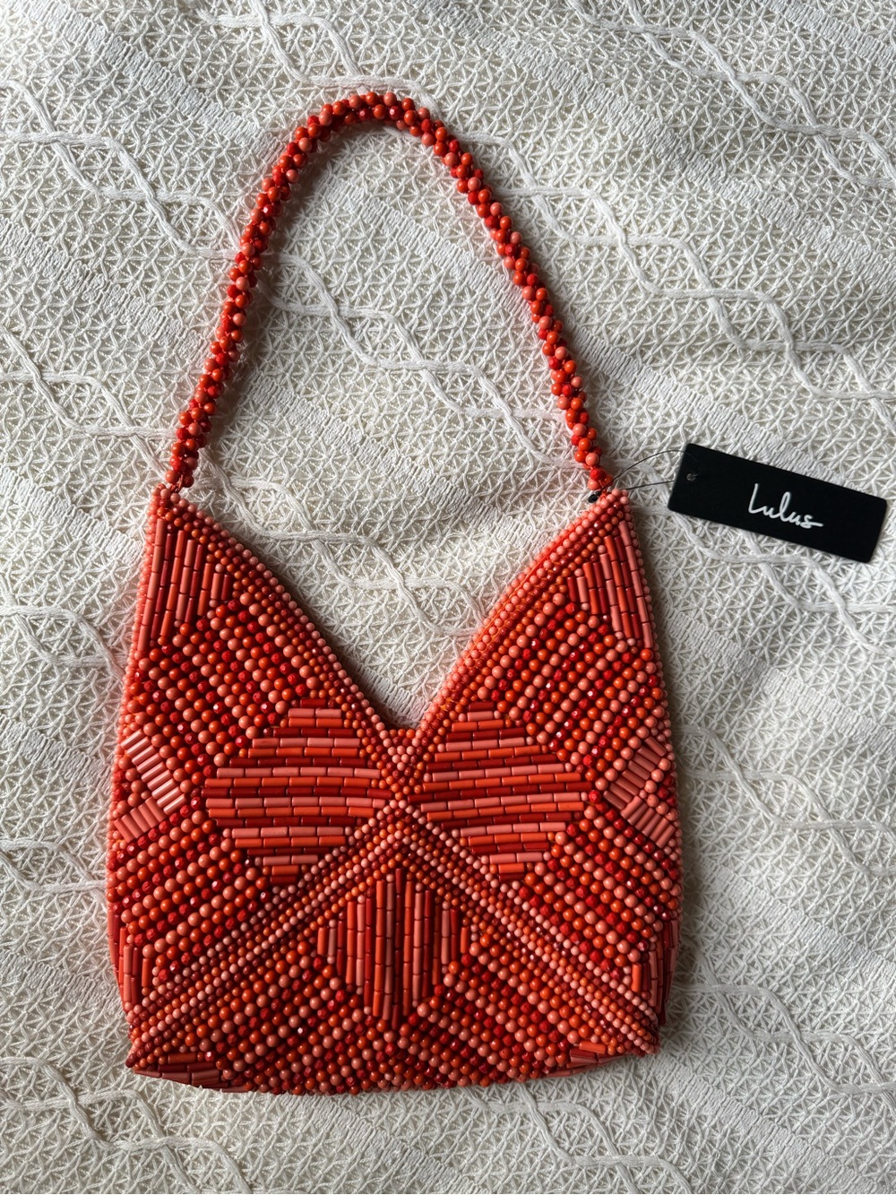 Lulus Sunny Element Orange Beaded Shoulder Bag